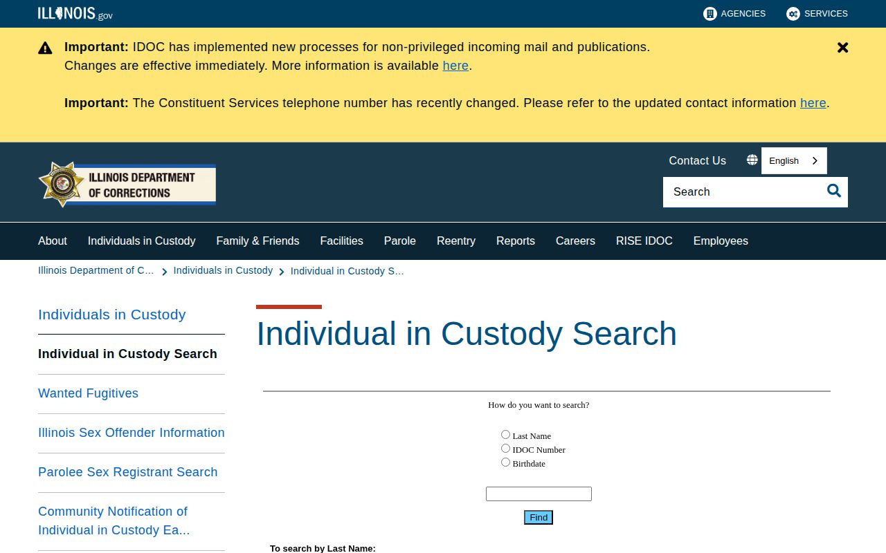Illinois IDOC search for Wabash County state custody records and photos
