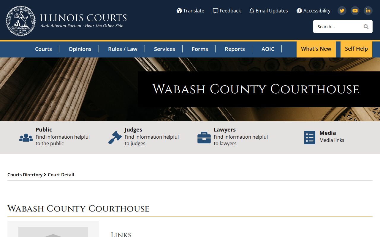 Illinois Courts directory for Wabash County warrant records